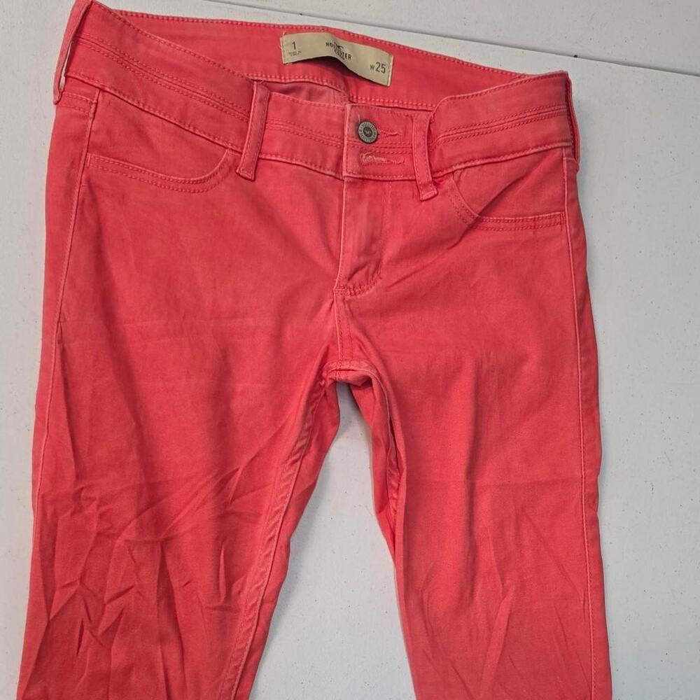Hollister crop coral red skinny
